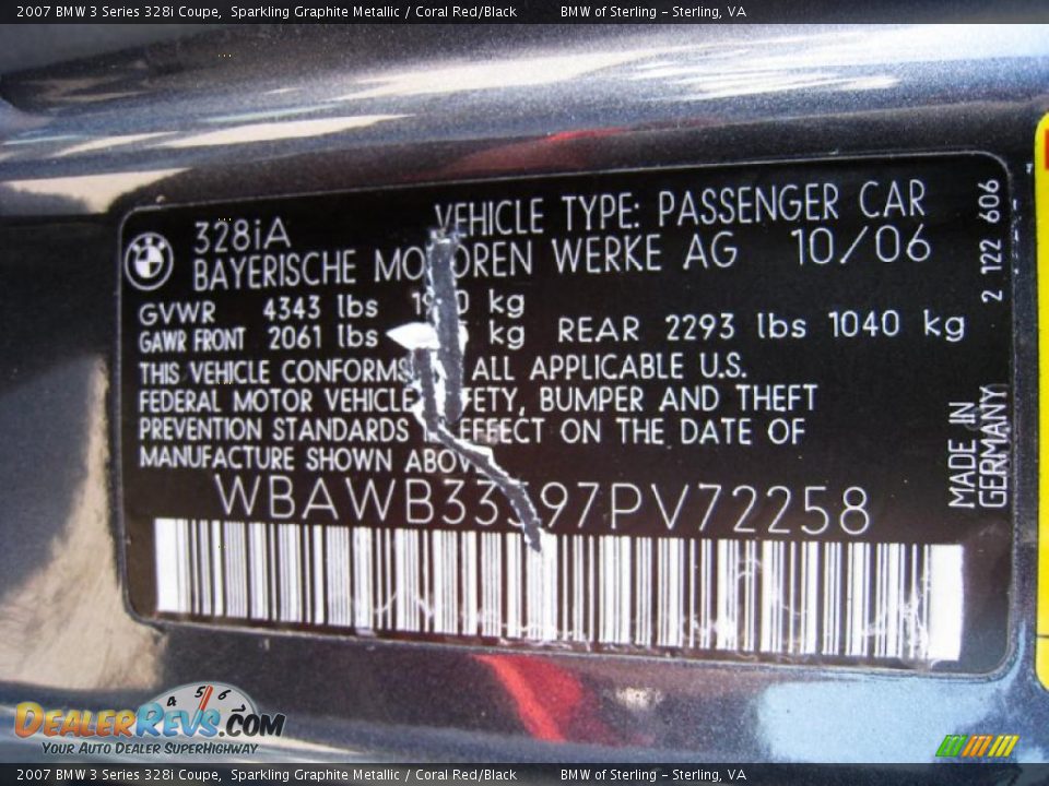 2007 BMW 3 Series 328i Coupe Sparkling Graphite Metallic / Coral Red/Black Photo #15
