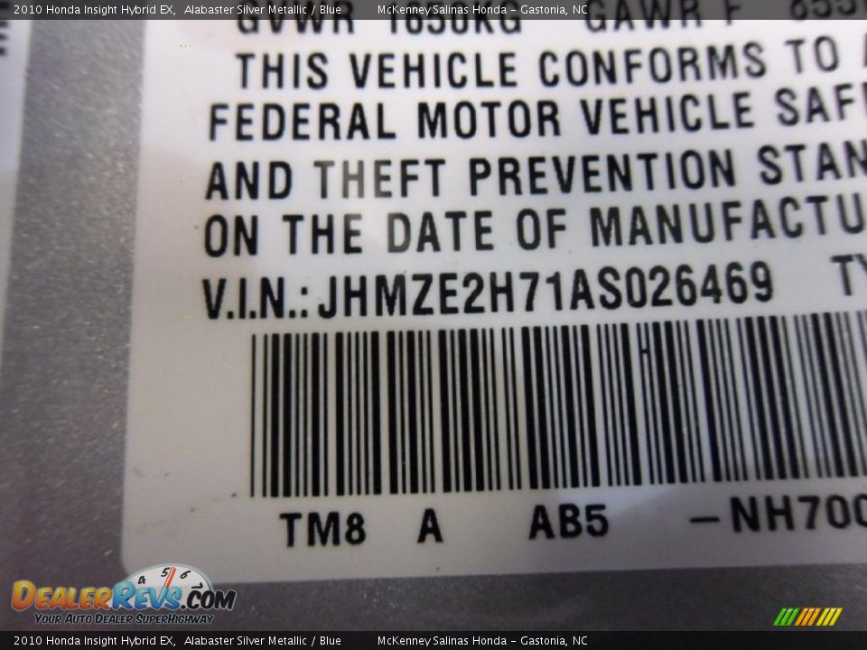2010 Honda Insight Hybrid EX Alabaster Silver Metallic / Blue Photo #10
