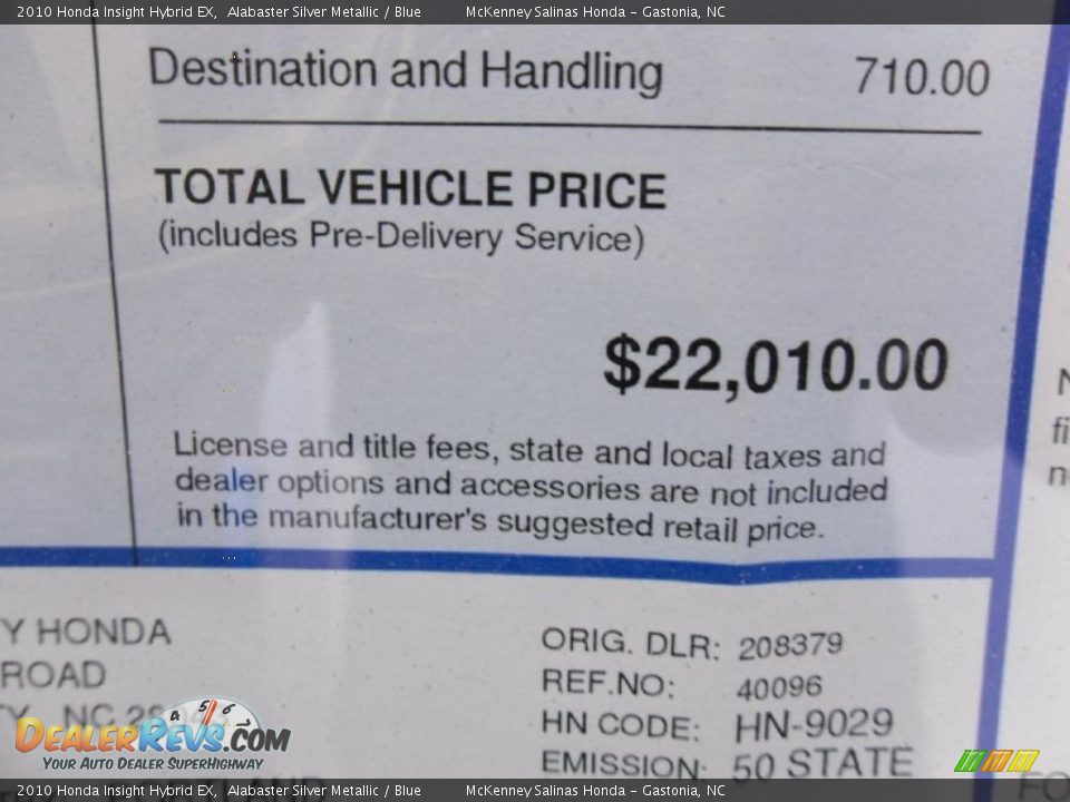 2010 Honda Insight Hybrid EX Alabaster Silver Metallic / Blue Photo #18