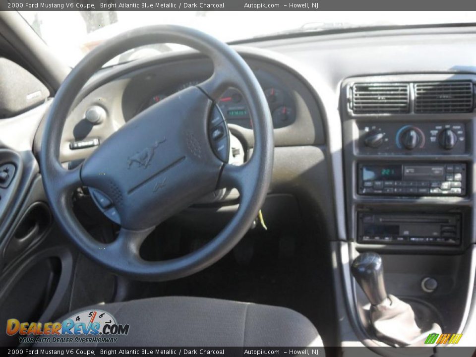 2000 Ford Mustang V6 Coupe Bright Atlantic Blue Metallic / Dark Charcoal Photo #13