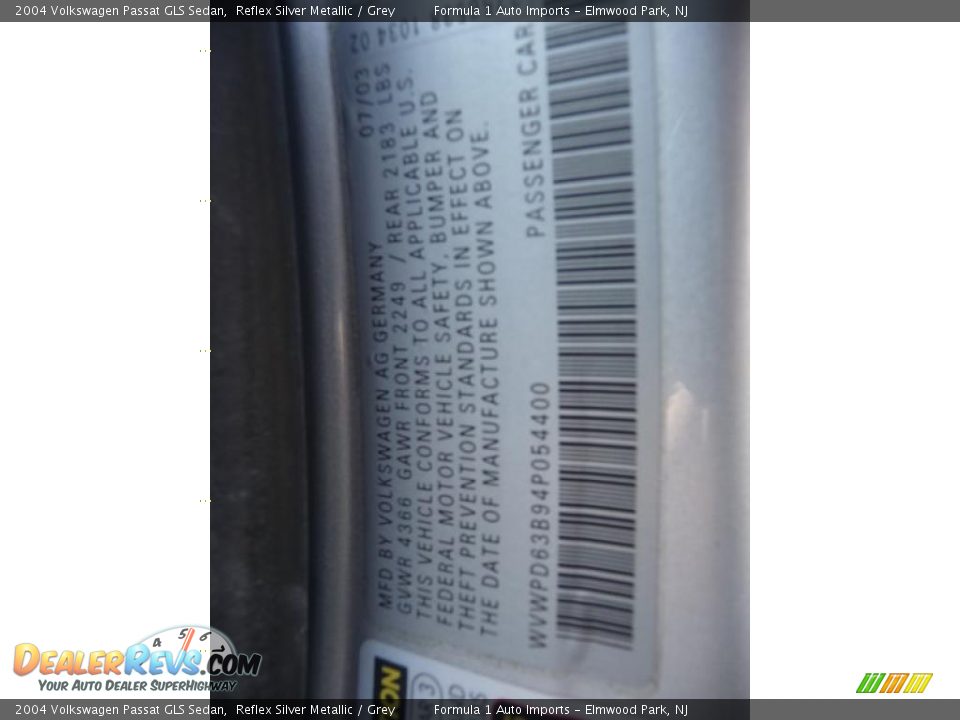 2004 Volkswagen Passat GLS Sedan Reflex Silver Metallic / Grey Photo #21