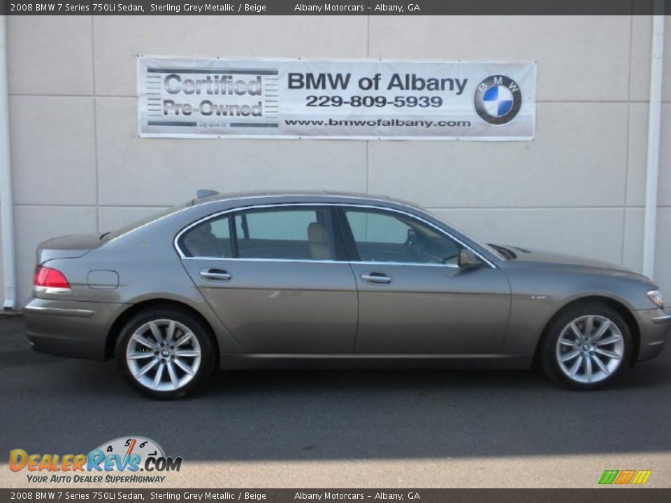2008 BMW 7 Series 750Li Sedan Sterling Grey Metallic / Beige Photo #23