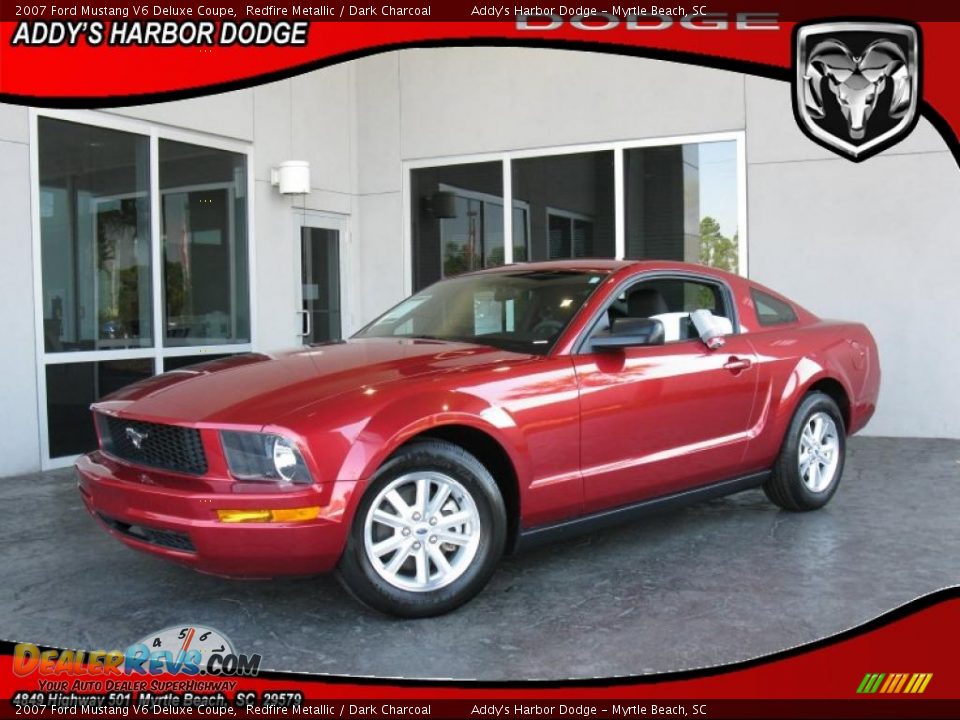 2007 Ford Mustang V6 Deluxe Coupe Redfire Metallic / Dark Charcoal Photo #1