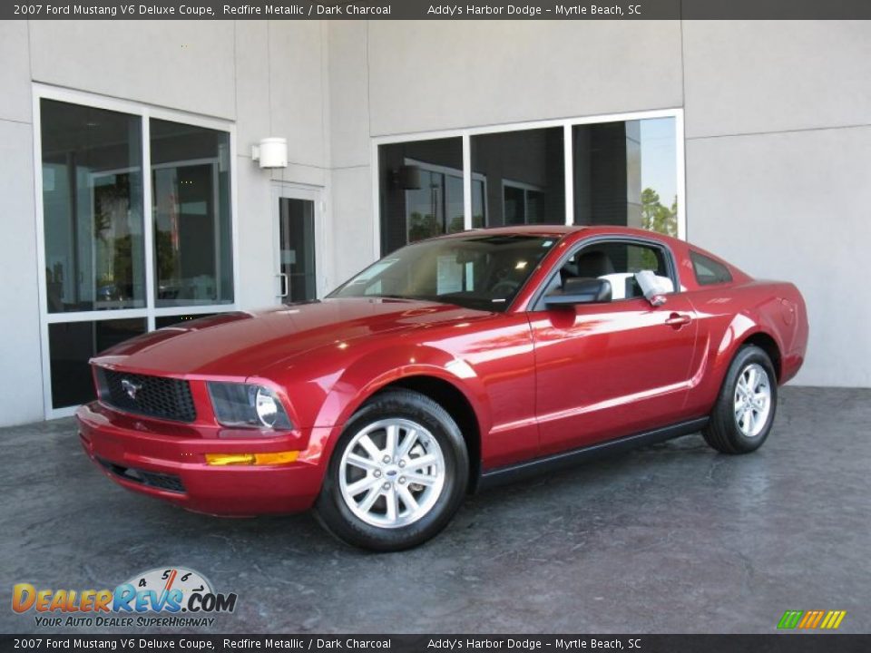 2007 Ford Mustang V6 Deluxe Coupe Redfire Metallic / Dark Charcoal Photo #26