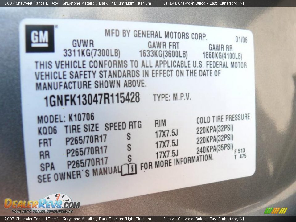 2007 Chevrolet Tahoe LT 4x4 Graystone Metallic / Dark Titanium/Light Titanium Photo #15