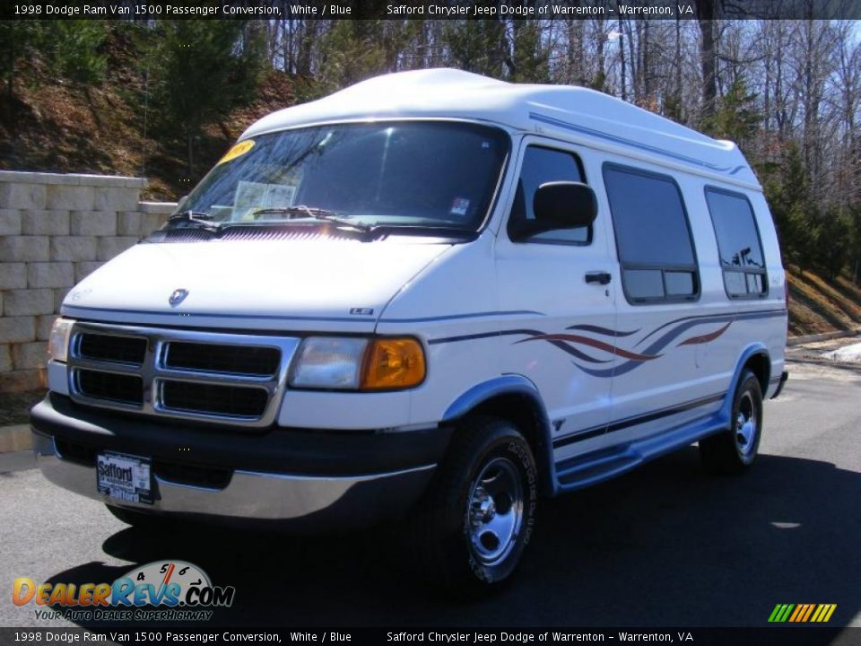 1998 Dodge Ram Van 1500 Passenger Conversion White / Blue Photo #1