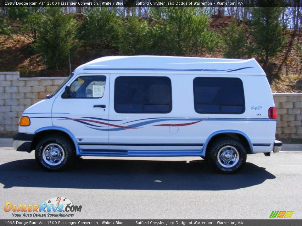 1998 Dodge Ram Van 1500 Passenger Conversion White / Blue Photo #8