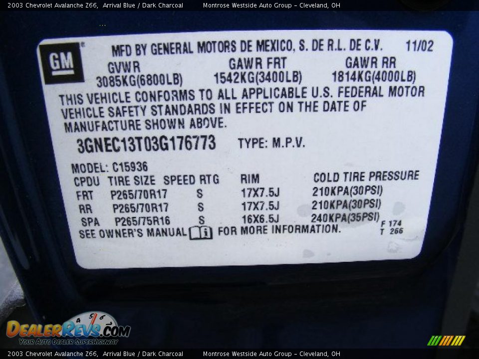 2003 Chevrolet Avalanche Z66 Arrival Blue / Dark Charcoal Photo #30