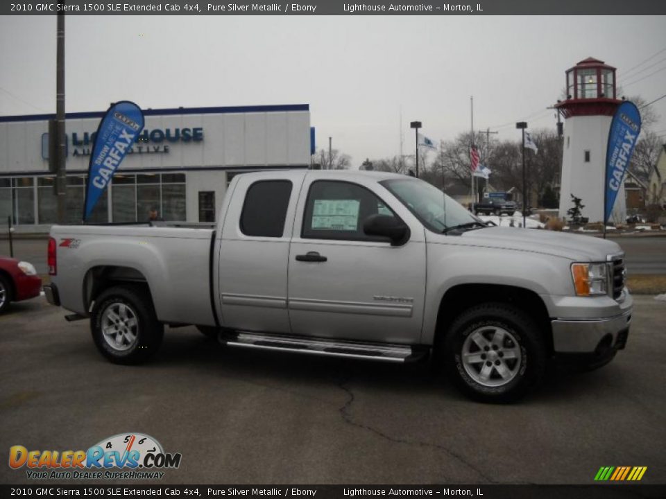 2010 GMC Sierra 1500 SLE Extended Cab 4x4 Pure Silver Metallic / Ebony Photo #1