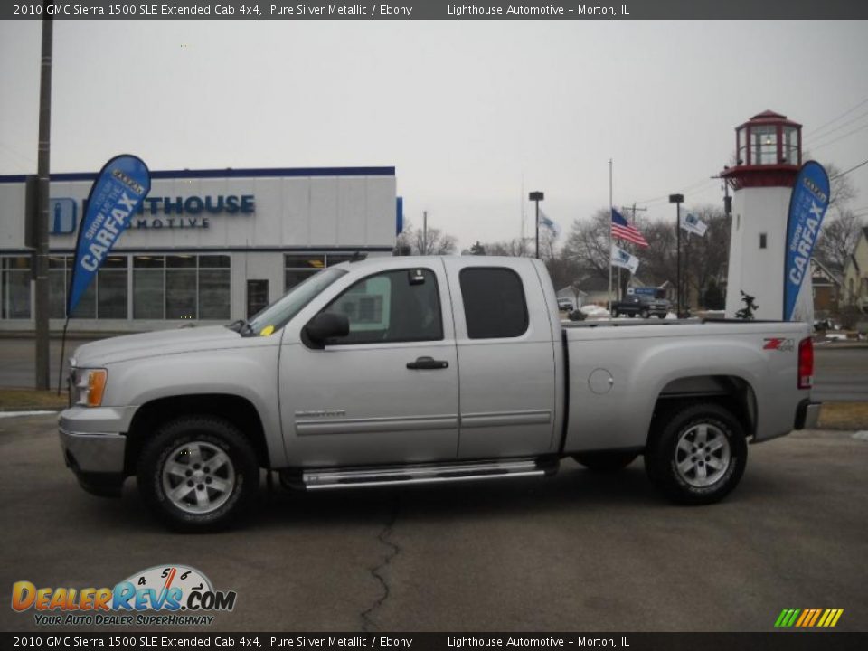 2010 GMC Sierra 1500 SLE Extended Cab 4x4 Pure Silver Metallic / Ebony Photo #2