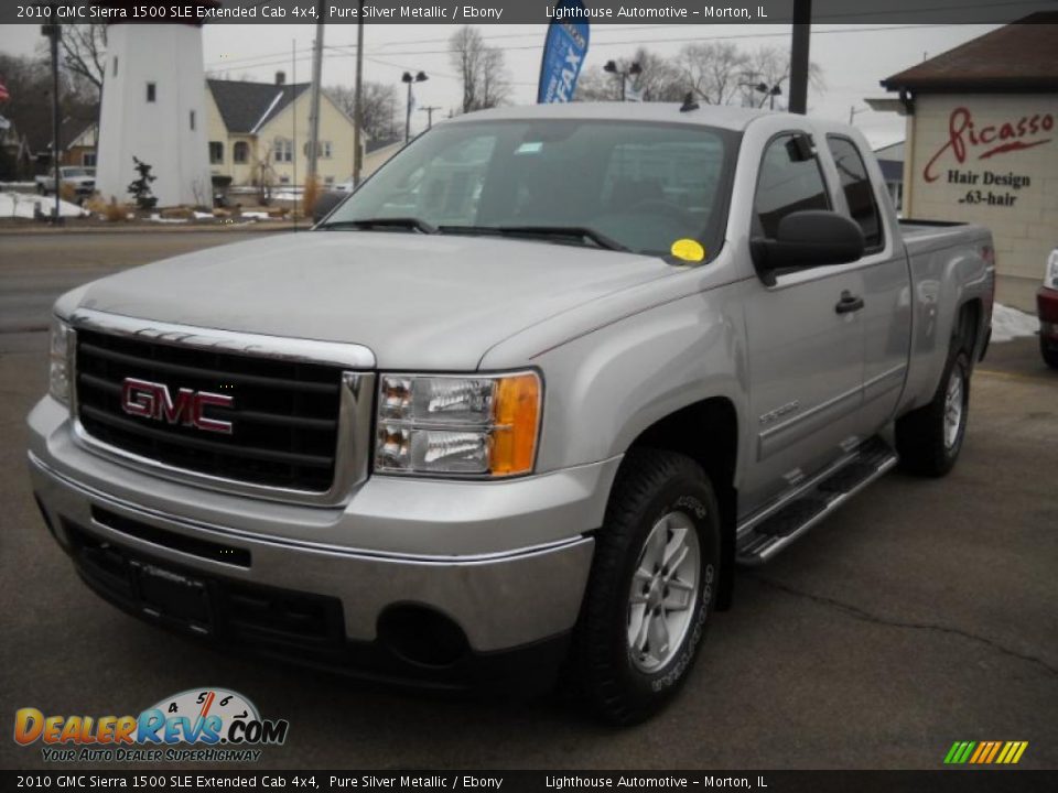 2010 GMC Sierra 1500 SLE Extended Cab 4x4 Pure Silver Metallic / Ebony Photo #3