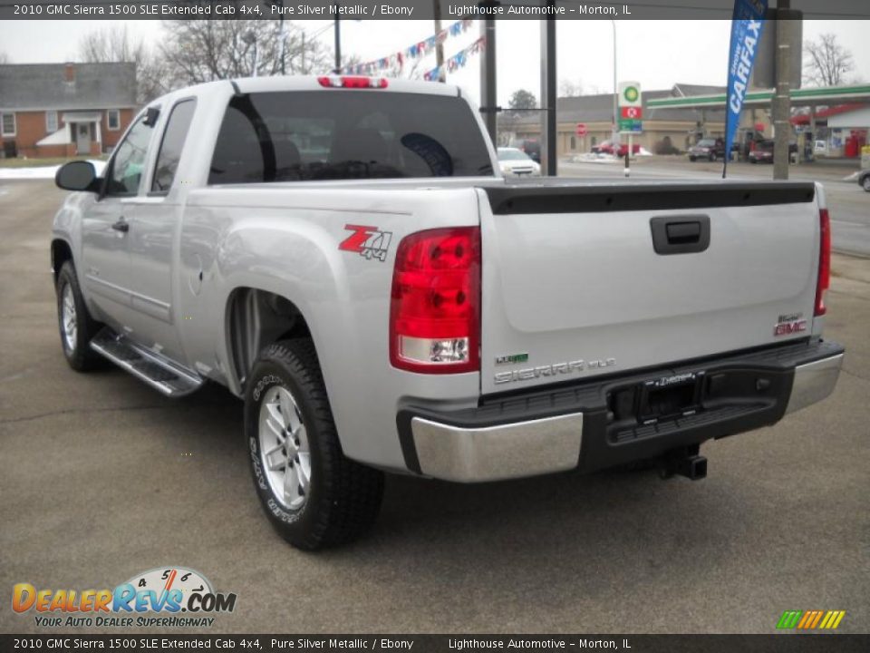 2010 GMC Sierra 1500 SLE Extended Cab 4x4 Pure Silver Metallic / Ebony Photo #5