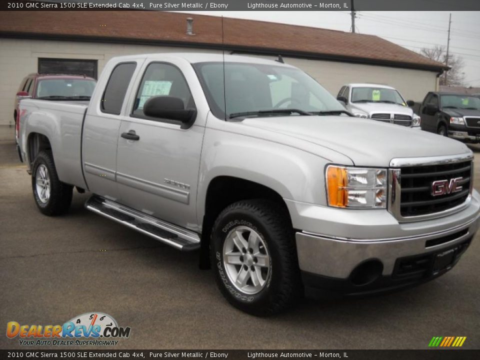 2010 GMC Sierra 1500 SLE Extended Cab 4x4 Pure Silver Metallic / Ebony Photo #6