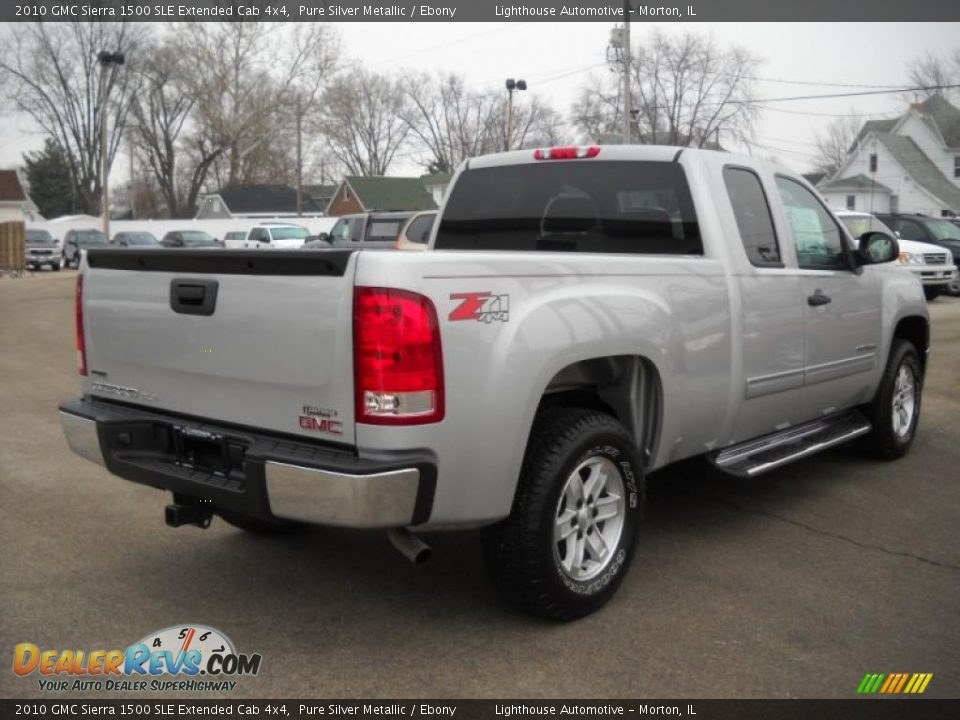 2010 GMC Sierra 1500 SLE Extended Cab 4x4 Pure Silver Metallic / Ebony Photo #7