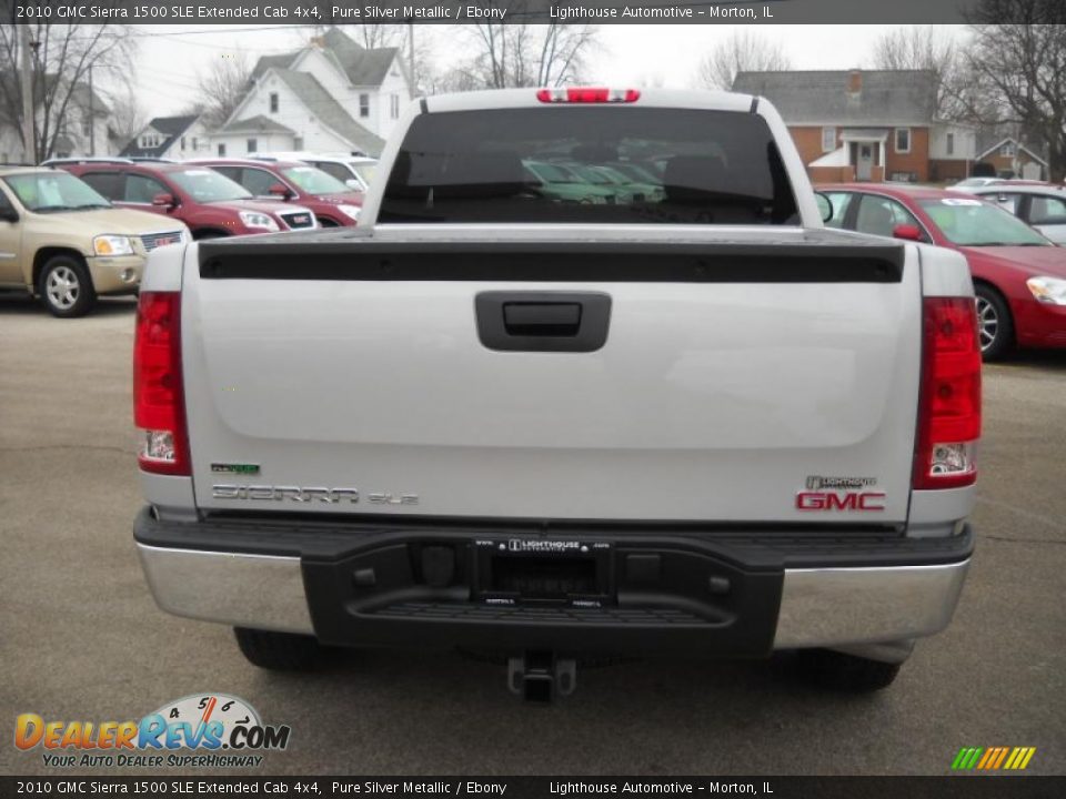 2010 GMC Sierra 1500 SLE Extended Cab 4x4 Pure Silver Metallic / Ebony Photo #8