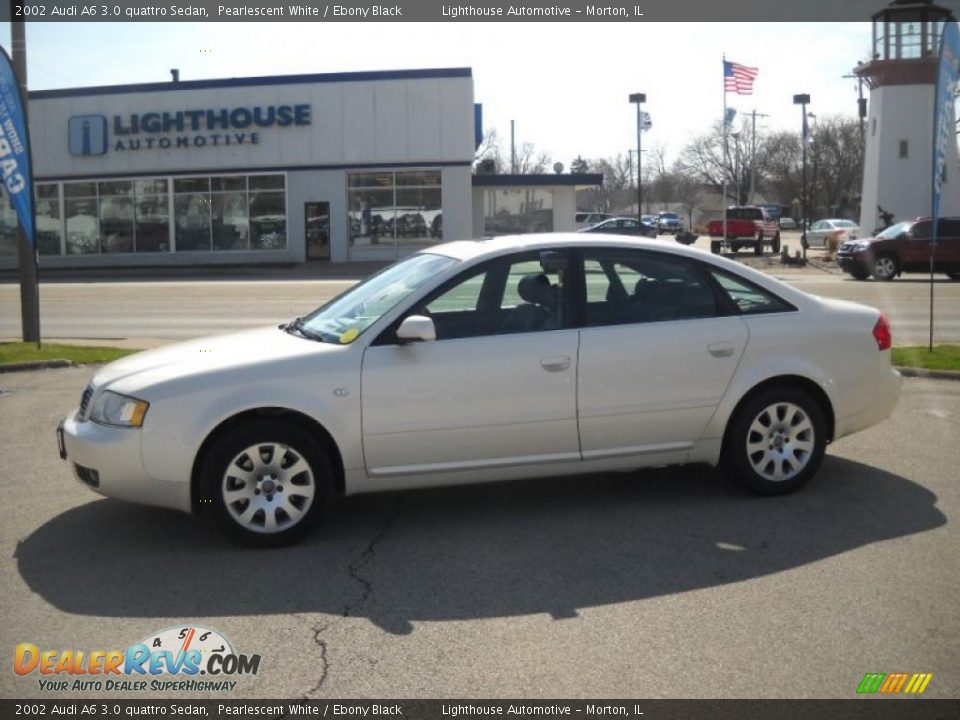 2002 Audi A6 3.0 quattro Sedan Pearlescent White / Ebony Black Photo #2