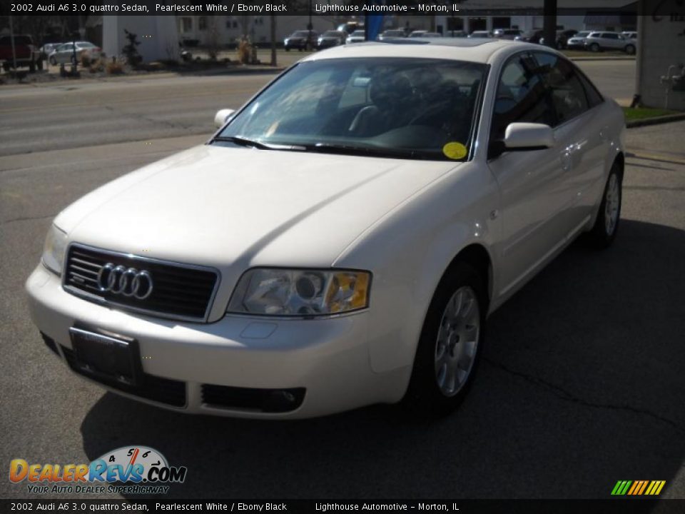2002 Audi A6 3.0 quattro Sedan Pearlescent White / Ebony Black Photo #3