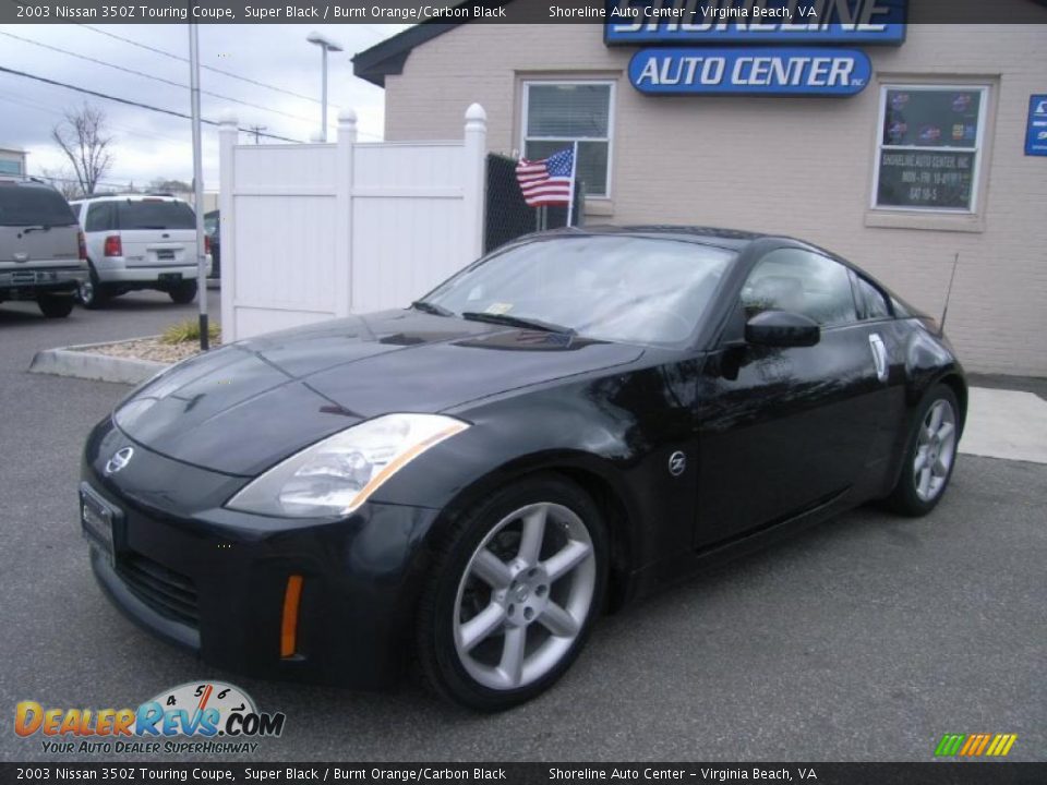 2003 Nissan 350Z Touring Coupe Super Black / Burnt Orange/Carbon Black Photo #1