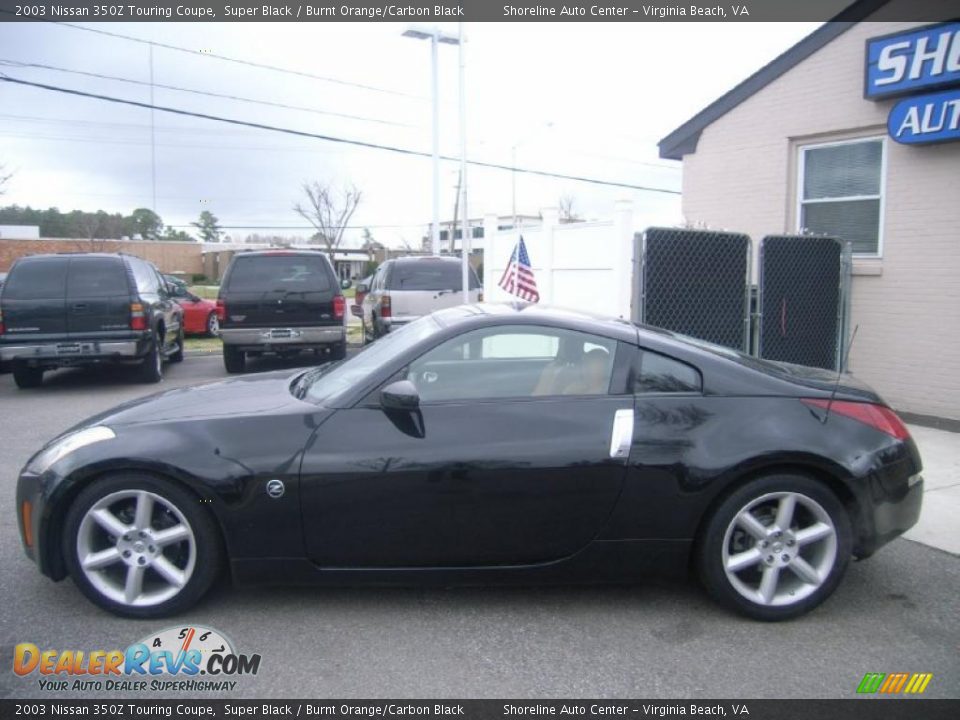 2003 Nissan 350Z Touring Coupe Super Black / Burnt Orange/Carbon Black Photo #2