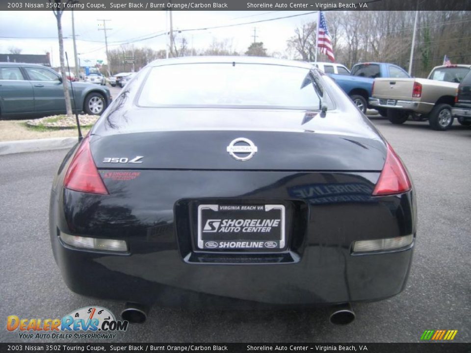 2003 Nissan 350Z Touring Coupe Super Black / Burnt Orange/Carbon Black Photo #4