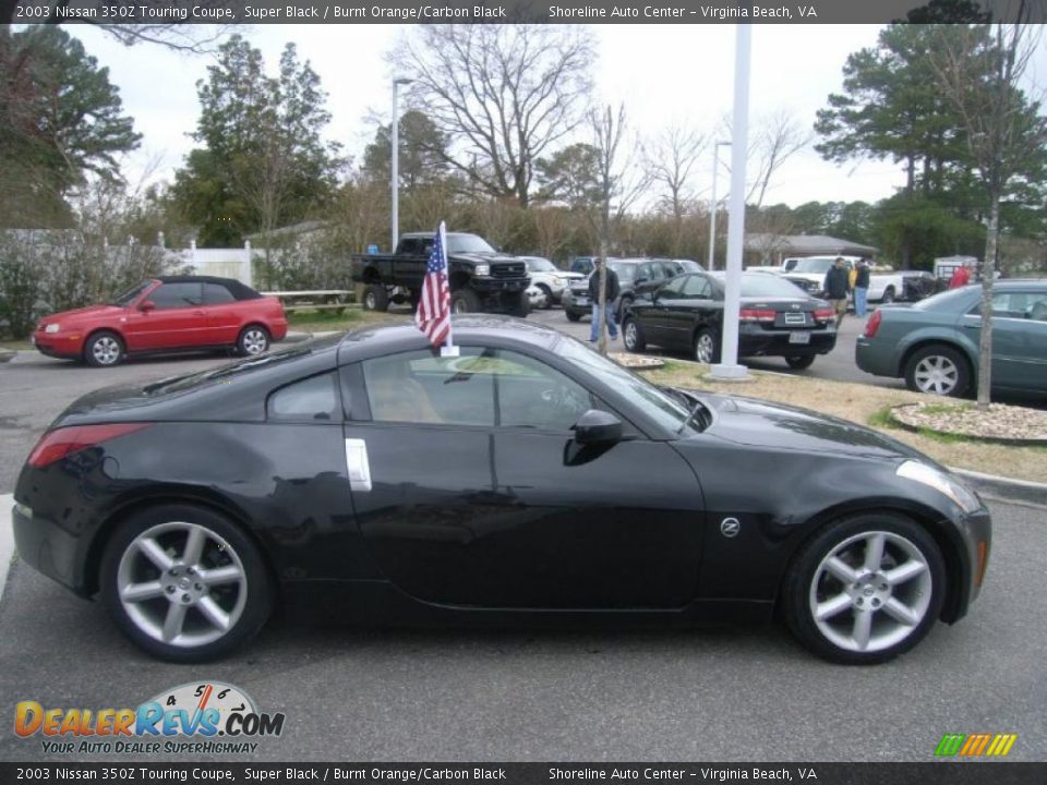 2003 Nissan 350Z Touring Coupe Super Black / Burnt Orange/Carbon Black Photo #6