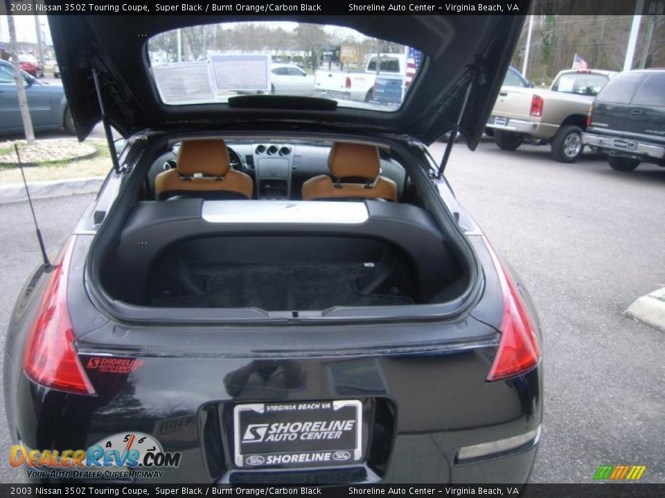 2003 Nissan 350Z Touring Coupe Super Black / Burnt Orange/Carbon Black Photo #16