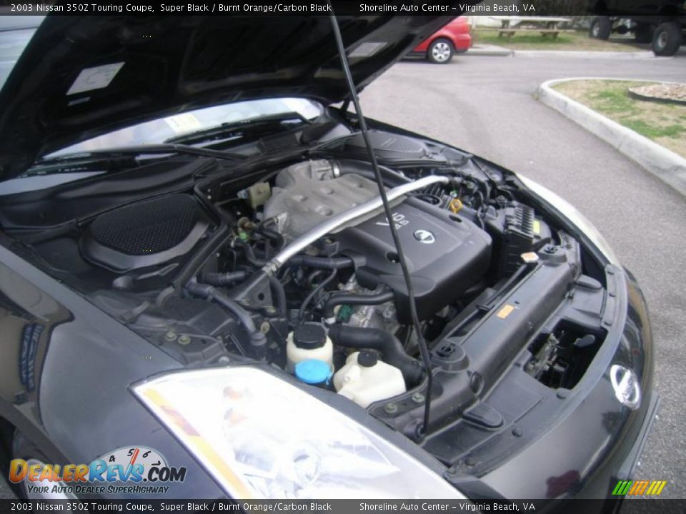 2003 Nissan 350Z Touring Coupe Super Black / Burnt Orange/Carbon Black Photo #17