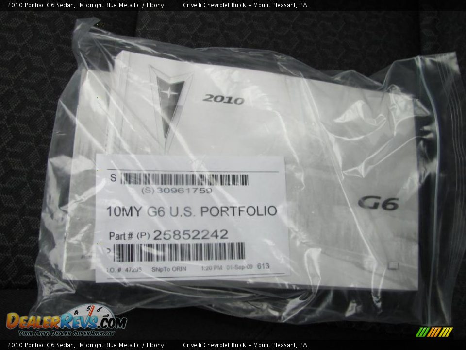 2010 Pontiac G6 Sedan Midnight Blue Metallic / Ebony Photo #34