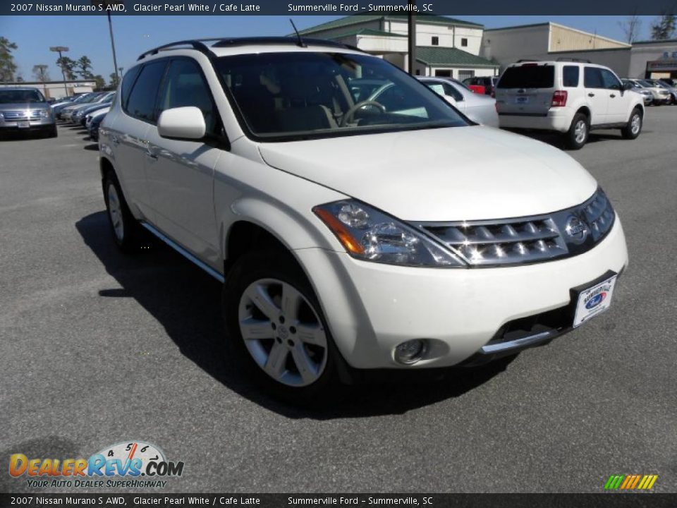 2007 Nissan Murano S AWD Glacier Pearl White / Cafe Latte Photo #1