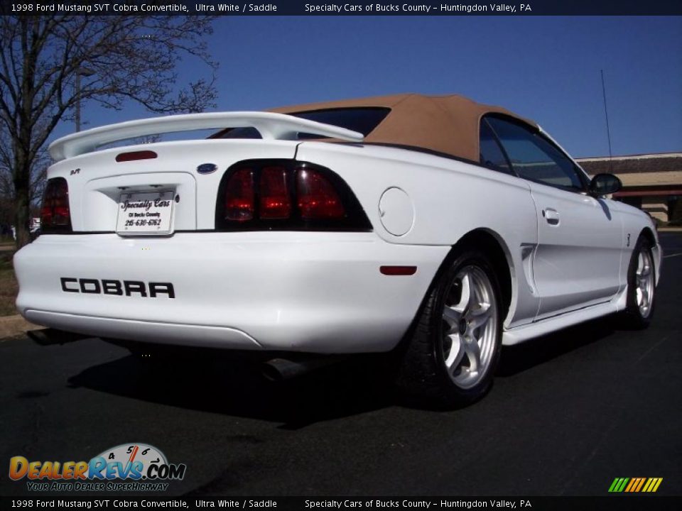 1998 Ford Mustang SVT Cobra Convertible Ultra White / Saddle Photo #6