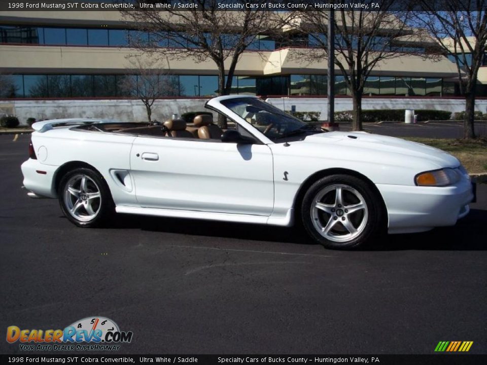 1998 Ford Mustang SVT Cobra Convertible Ultra White / Saddle Photo #9