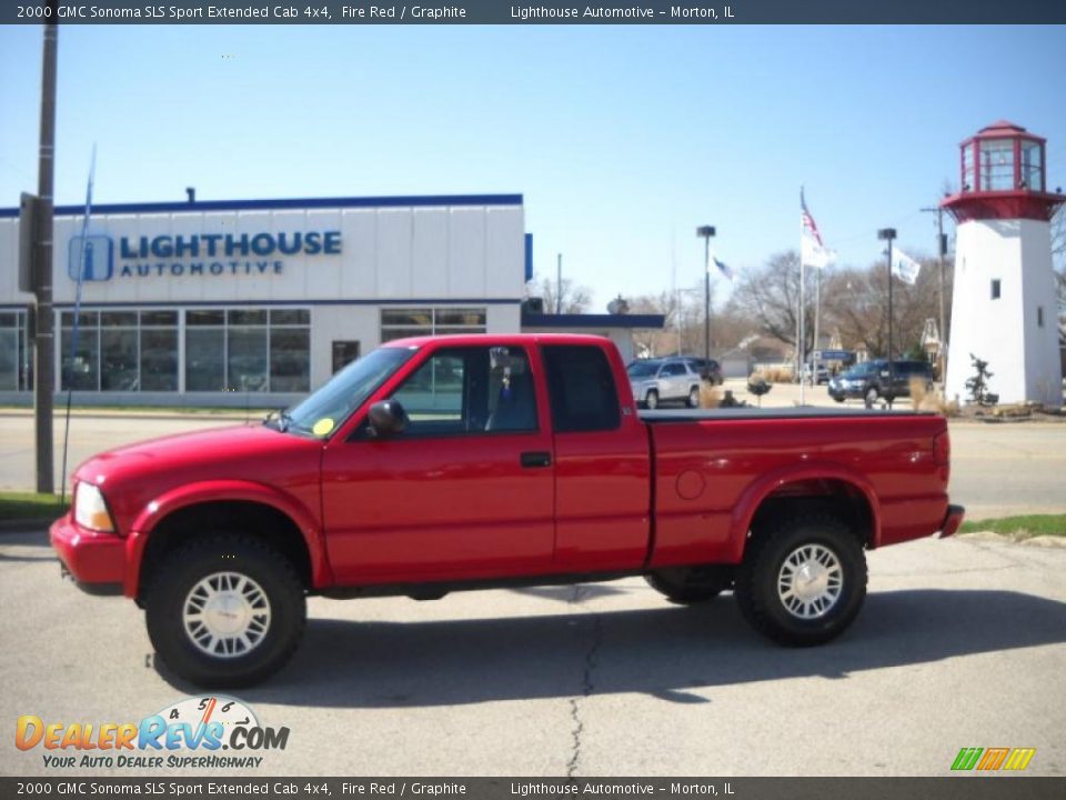 2000 GMC Sonoma SLS Sport Extended Cab 4x4 Fire Red / Graphite Photo #2