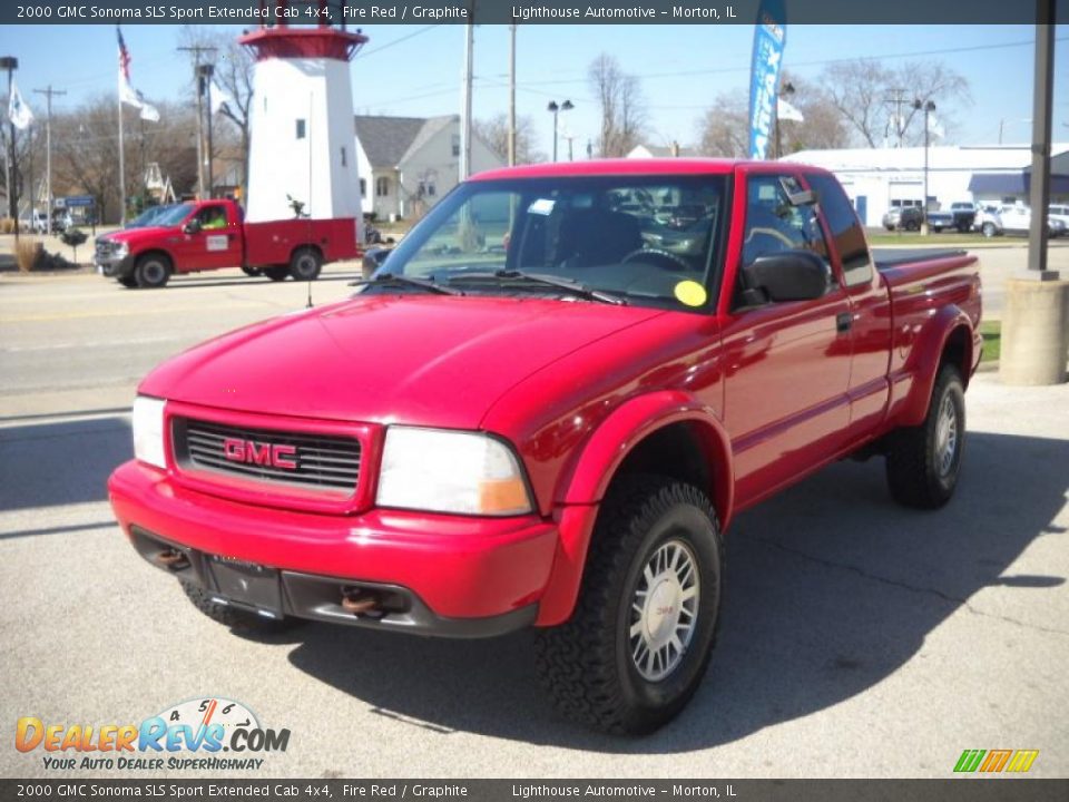 2000 GMC Sonoma SLS Sport Extended Cab 4x4 Fire Red / Graphite Photo #3