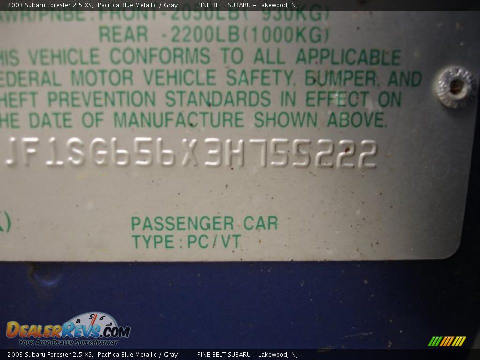 2003 Subaru Forester 2.5 XS Pacifica Blue Metallic / Gray Photo #15