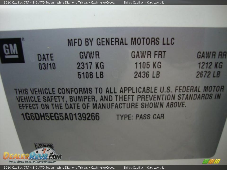 2010 Cadillac CTS 4 3.0 AWD Sedan White Diamond Tricoat / Cashmere/Cocoa Photo #14
