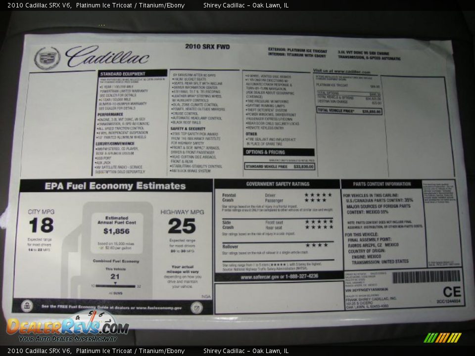 2010 Cadillac SRX V6 Platinum Ice Tricoat / Titanium/Ebony Photo #9