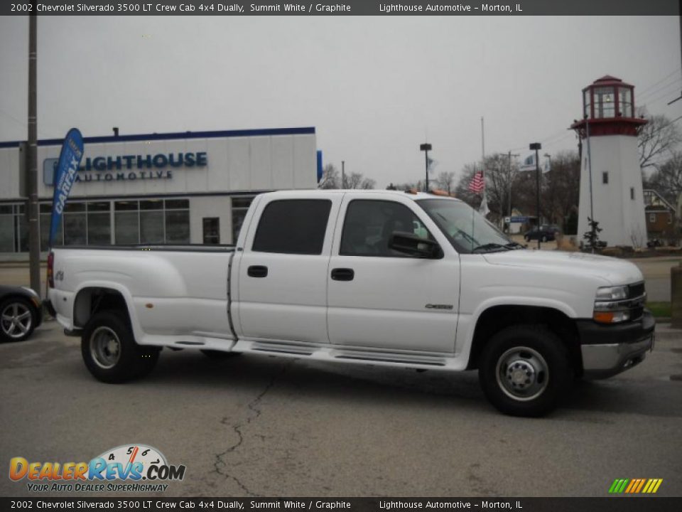 2002 Chevrolet Silverado 3500 LT Crew Cab 4x4 Dually Summit White / Graphite Photo #1