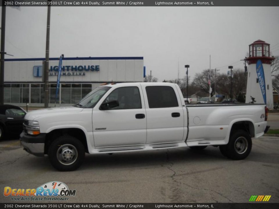 2002 Chevrolet Silverado 3500 LT Crew Cab 4x4 Dually Summit White / Graphite Photo #2