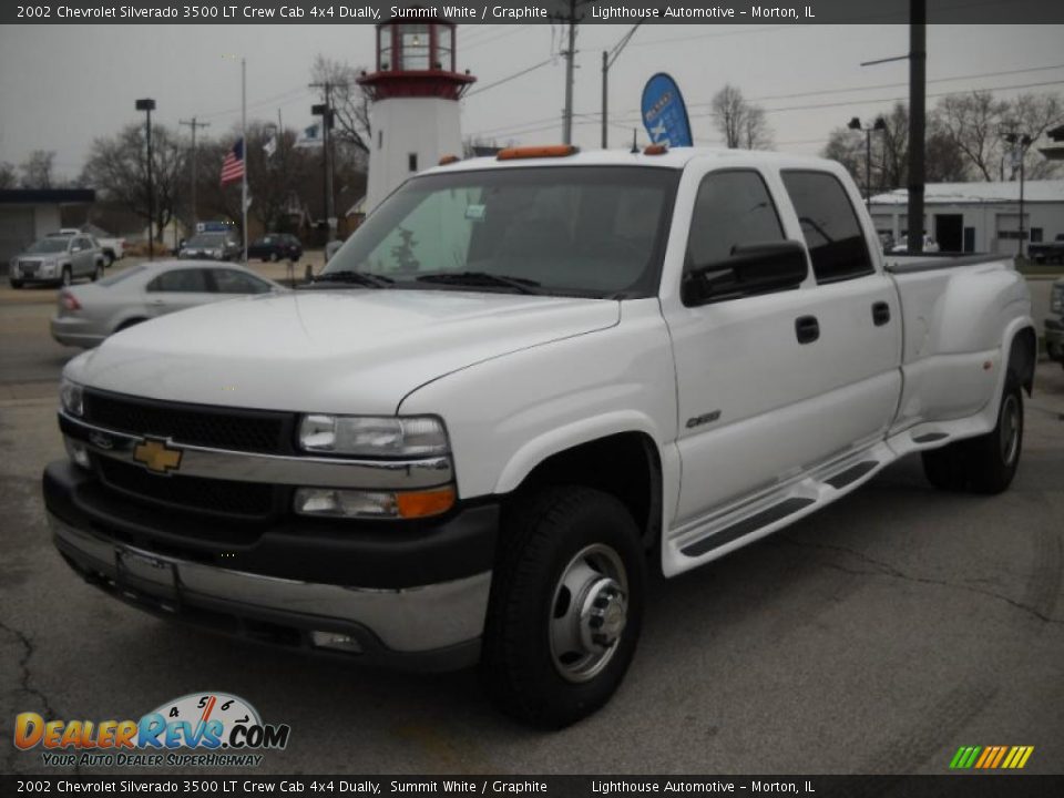 2002 Chevrolet Silverado 3500 LT Crew Cab 4x4 Dually Summit White / Graphite Photo #3