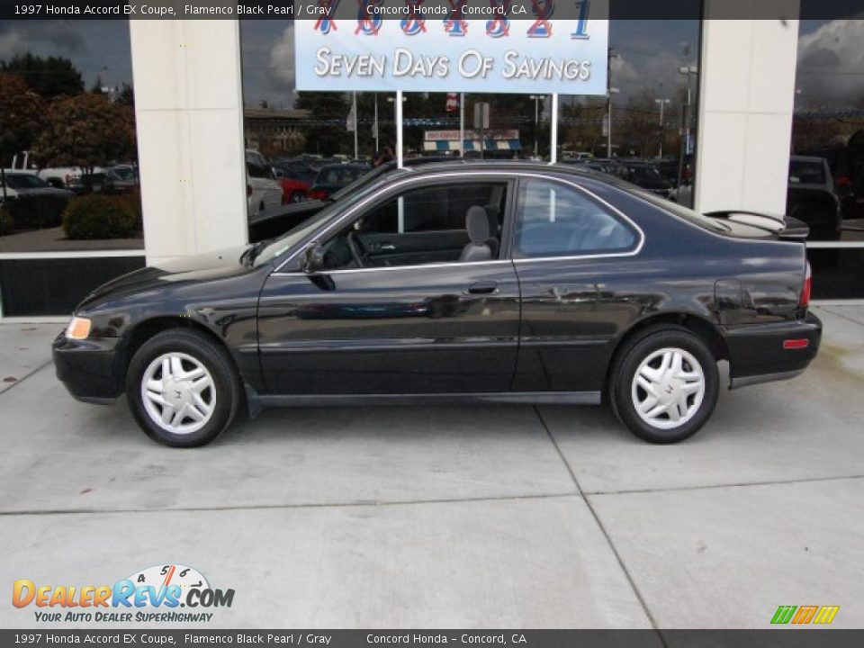 1997 Honda Accord EX Coupe Flamenco Black Pearl / Gray Photo #6