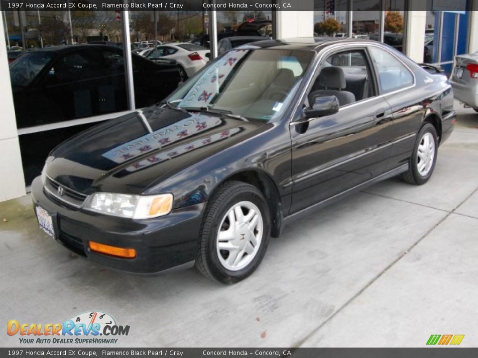 1997 Honda Accord EX Coupe Flamenco Black Pearl / Gray Photo #7