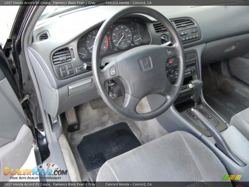 1997 Honda Accord EX Coupe Flamenco Black Pearl / Gray Photo #12