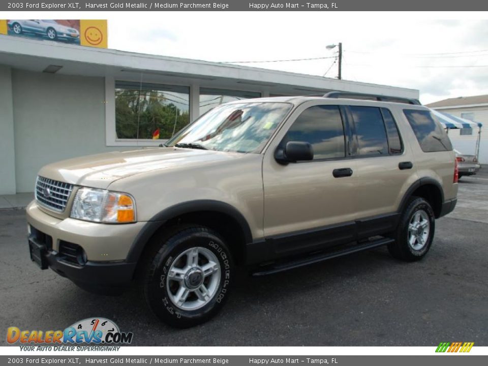2003 Ford Explorer XLT Harvest Gold Metallic / Medium Parchment Beige Photo #3