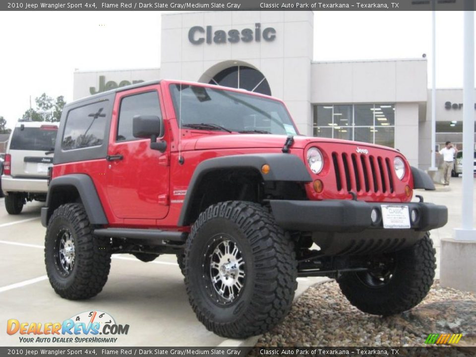 2010 Jeep Wrangler Sport 4x4 Flame Red / Dark Slate Gray/Medium Slate Gray Photo #1