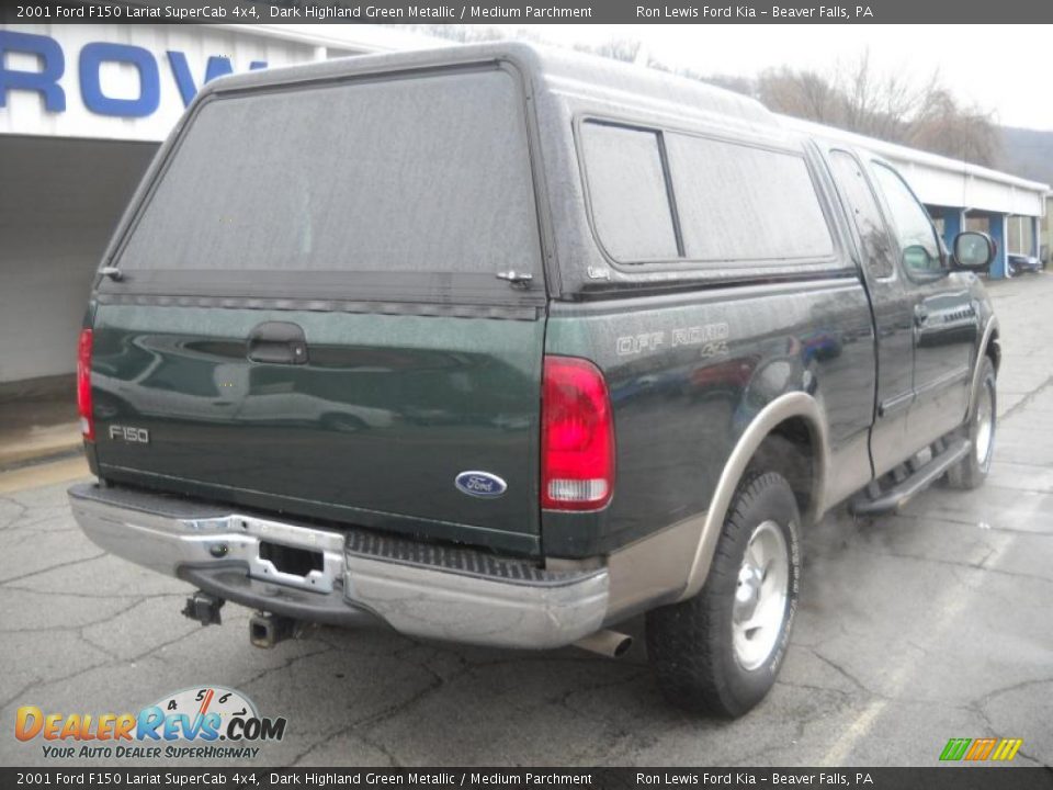 2001 Ford F150 Lariat SuperCab 4x4 Dark Highland Green Metallic / Medium Parchment Photo #2