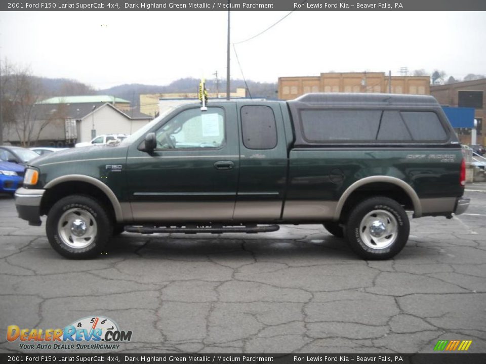 2001 Ford F150 Lariat SuperCab 4x4 Dark Highland Green Metallic / Medium Parchment Photo #5