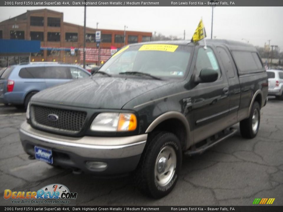 2001 Ford F150 Lariat SuperCab 4x4 Dark Highland Green Metallic / Medium Parchment Photo #18