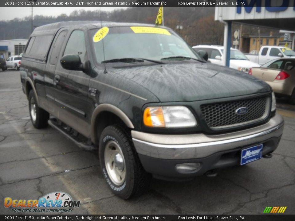 2001 Ford F150 Lariat SuperCab 4x4 Dark Highland Green Metallic / Medium Parchment Photo #20