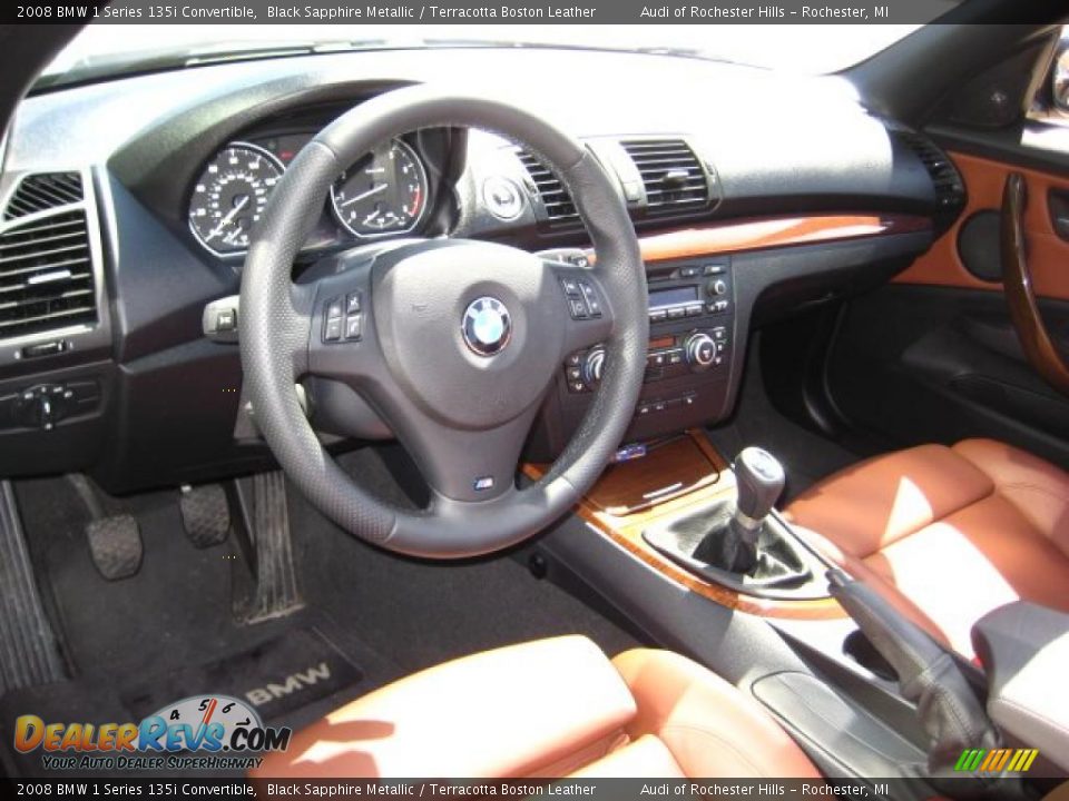 2008 BMW 1 Series 135i Convertible Black Sapphire Metallic / Terracotta Boston Leather Photo #12