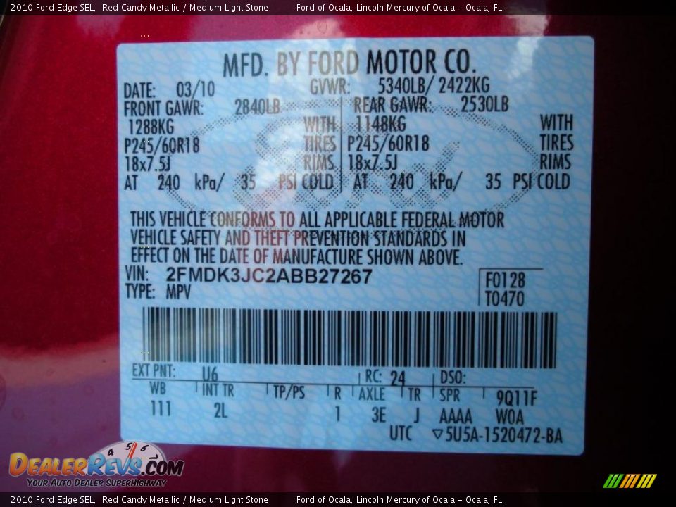 2010 Ford Edge SEL Red Candy Metallic / Medium Light Stone Photo #12